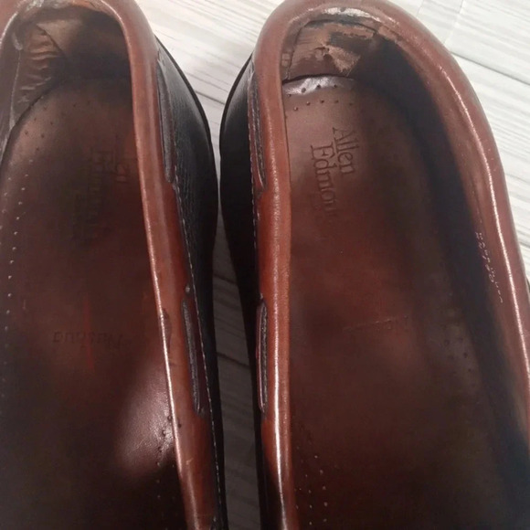 Allen Edmond men's 11 loafer Nashua black n brown tassel kitties slip on - Picture 4 of 8